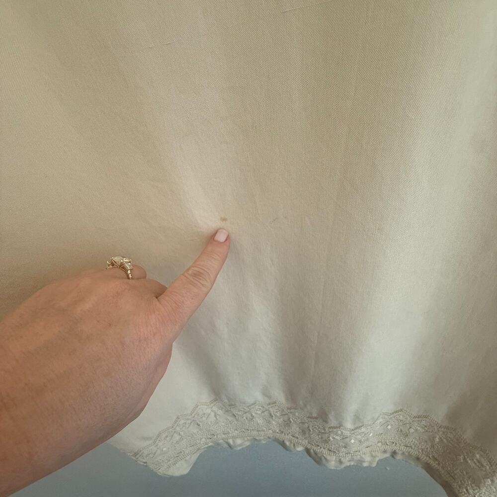 Talbots Petites 12 100% Silk Beige Embroidered Hem Short Sleeve Sheath Dress - Picture 8 of 8